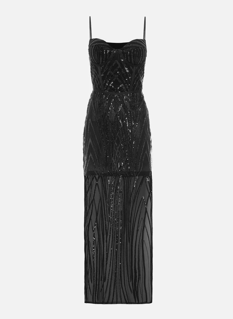 ليتشي فستان ماكسي مُرصع بالترتر